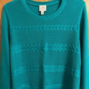 NWT St. John's Bay Crew Neck Teal Sweater, Size 0X / 14, Lightweight